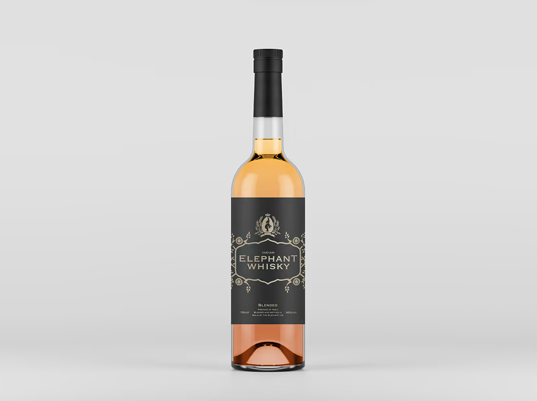 Liquor Bottle Front View with Label and Lid Mockup PSD Free Download