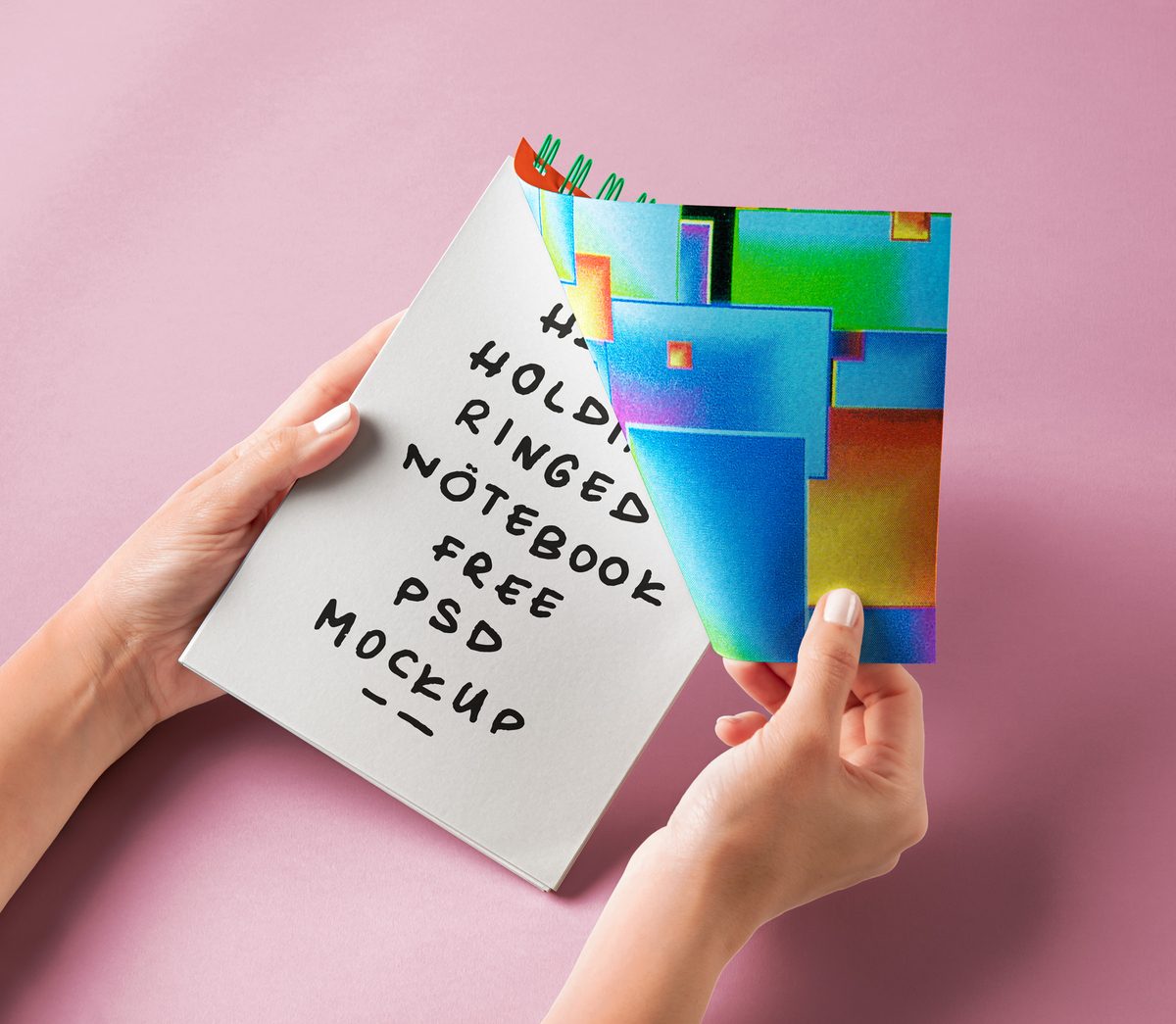 Hand Holding Ringed Psd Notebook Mockup | Pixeden Club